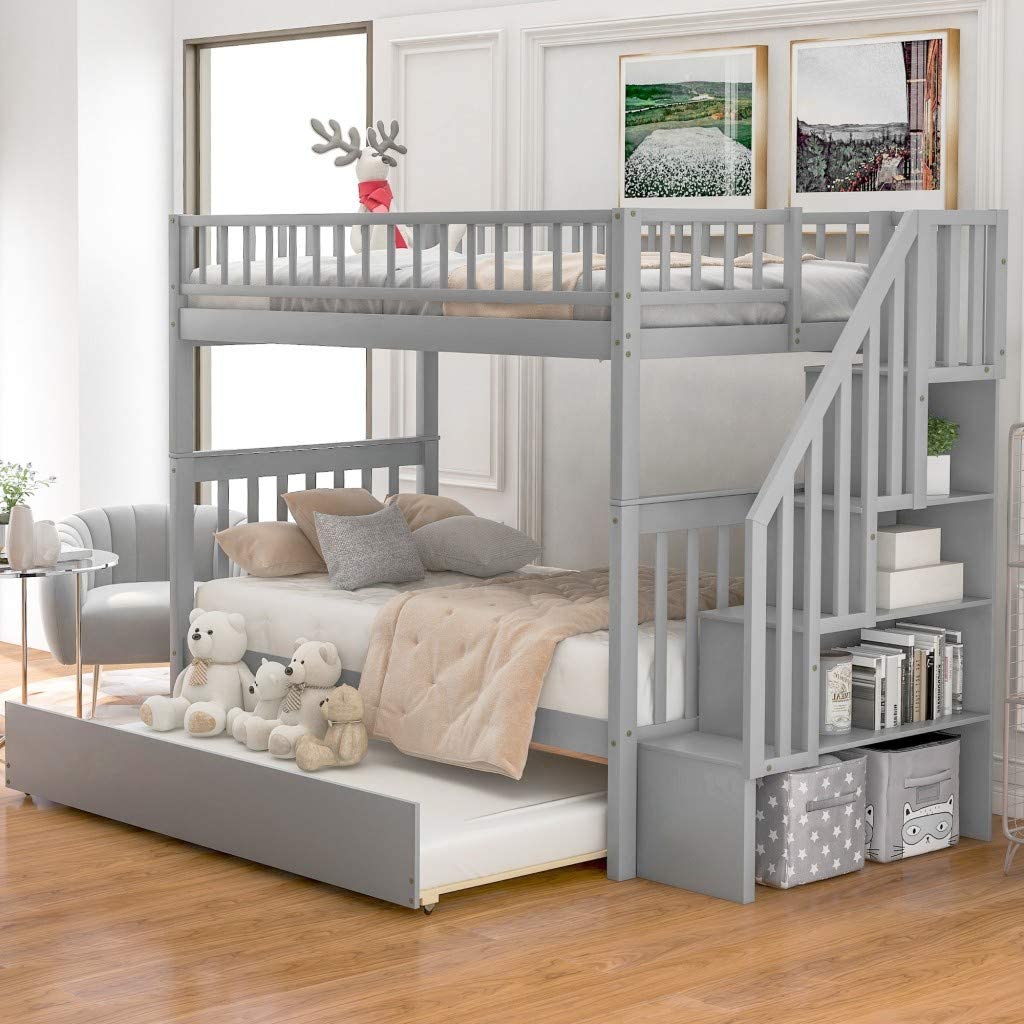 Harper & Bright Designs Twin Over Twin Bunk Bed with Trundle